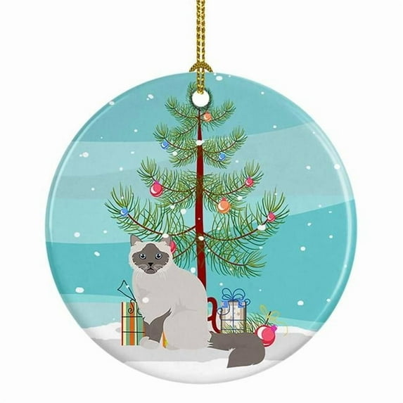 Birman Cat Merry Christmas Ceramic Ornament 2.8 in x 2.8 in