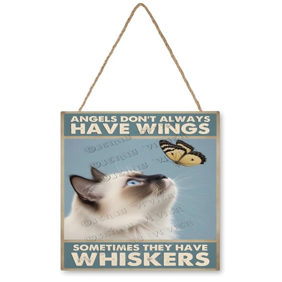Birman Cat Cute Cats Welcome Sign, Funny Kitty Wooden Plaque Themed Hanging Wall Signs, Decoration for Home Front Door,Gifts for Women Cat Lovers 12"x12"