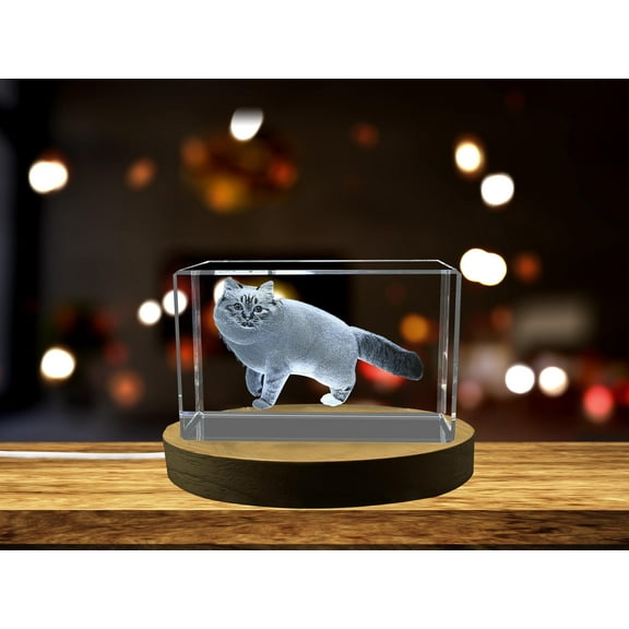 Birman Cat Engraved Crystal Gift | Unique Crystal Statue