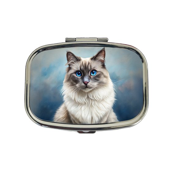 Birman Cat Illustration Small Travel Handbag Pill Box Case