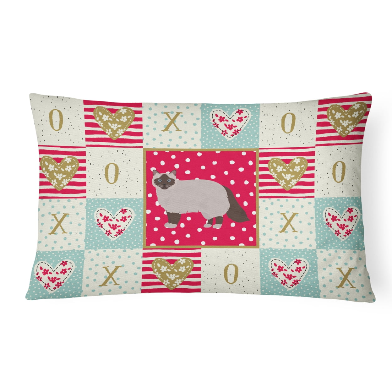 Birman Cat Love Canvas Fabric Decorative Pillow Red