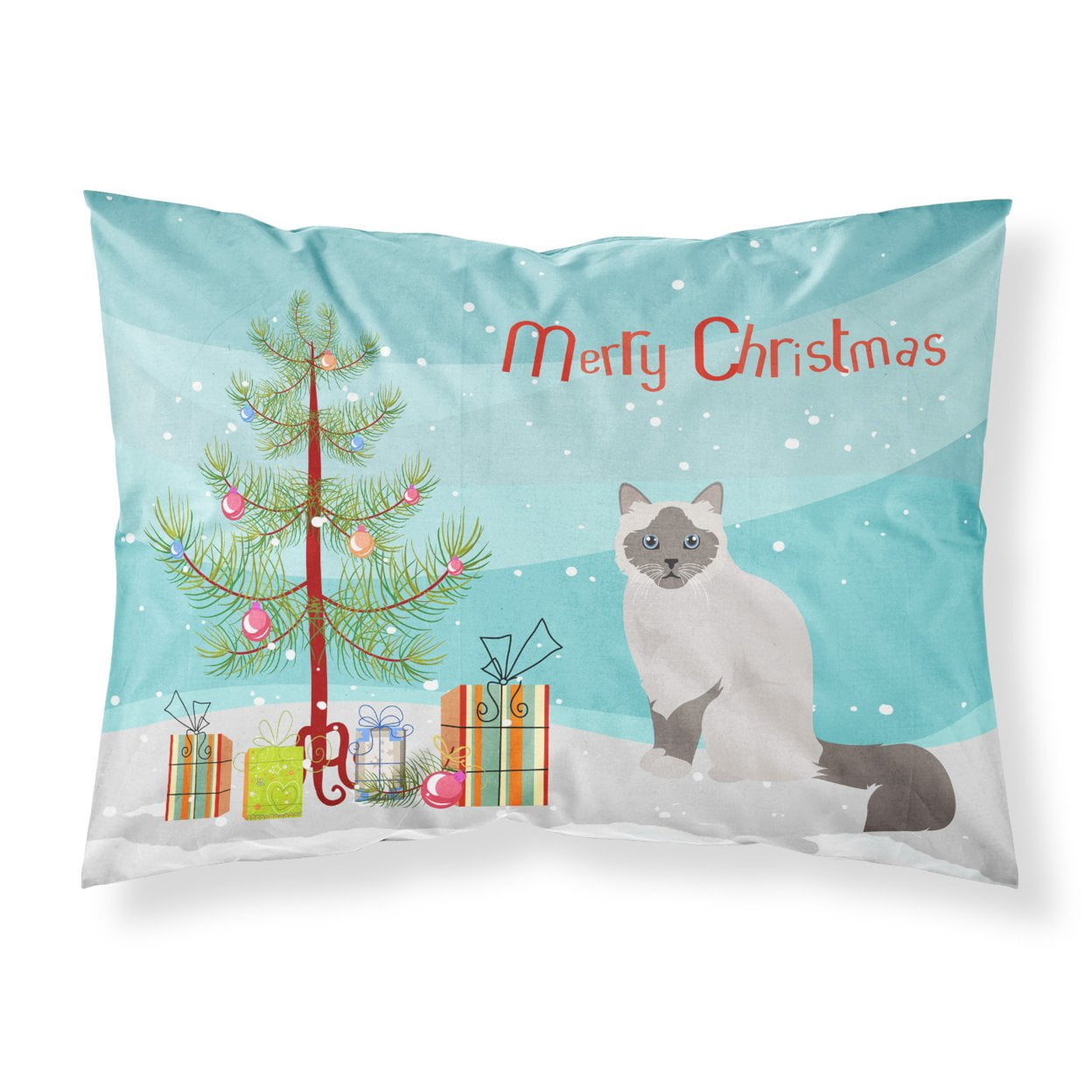 Birman Cat Merry Christmas Fabric Standard Pillowcase CK4748PILLOWCASE