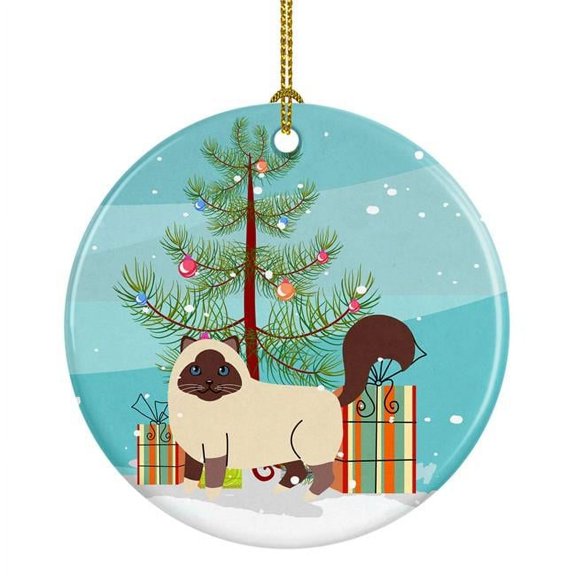 Birman Cat Merry Christmas Tree Ceramic Ornament