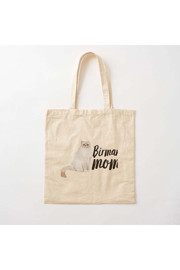 Birman Cat Mom Canvas Tote Bags, Reusable Shopping Bag