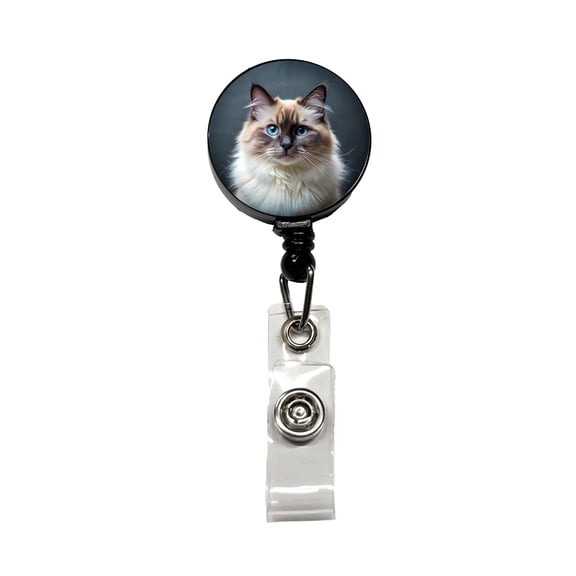 Birman Cat Photo Retractable Reel ID Badge Key Card Name Tag Holder with Clip