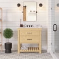 thumbnail image 1 of Birmingham 36" Bathroom Vanity with Driftwood Cabinet and Carrara Marble Top, 1 of 7