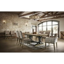 Birmingham 8-piece Driftwood Finish Butterfly Leaf Table with Nail Head Arm Chairs Dining Set