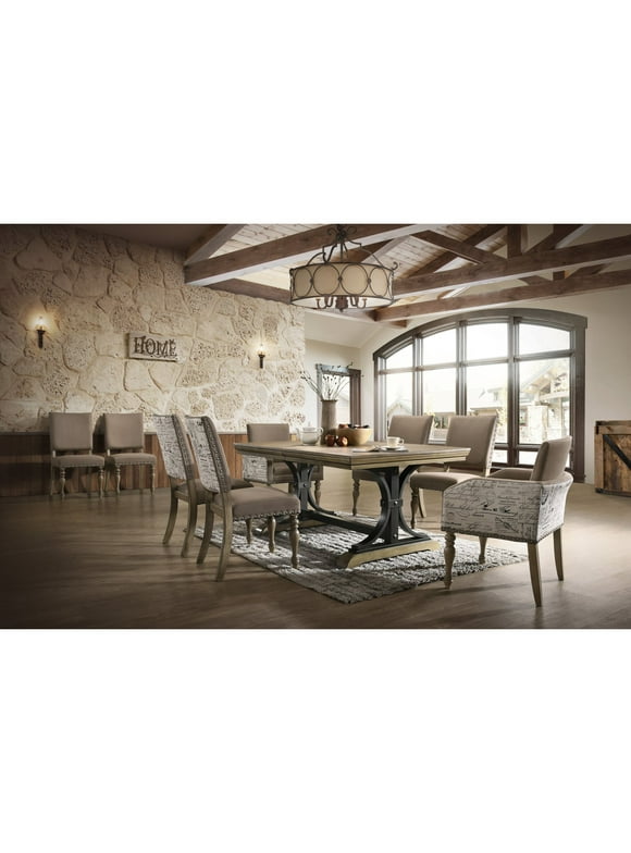 Birmingham 8-piece Driftwood Finish Butterfly Leaf Table with Nail Head Arm Chairs Dining Set