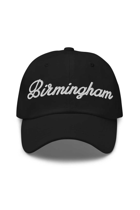 Birmingham Baseball Cap Birmingham Dad Hat Bold Script Oklahoma OK Hat Embroidered Souvenir Gift Black