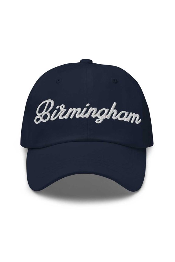 Birmingham Baseball Cap Birmingham Dad Hat Bold Script Oklahoma OK Hat Embroidered Souvenir Gift Navy