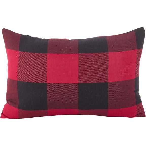 Birmingham Collection Buffalo Check Plaid Design Cotton Throw Pillow Cover, 13"x20", Red