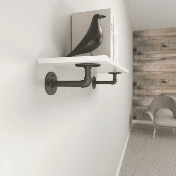 Birmingham Elbow Pipe Shelf Bracket - Single Pack  Home & Garage Storage, Stackable Design