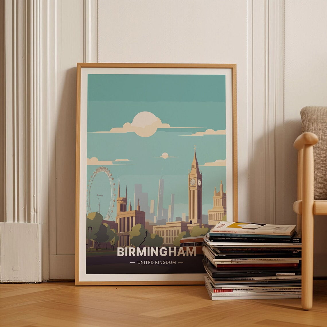 Birmingham England Skyline Poster, Cityscape, Living Room And Gallery ...
