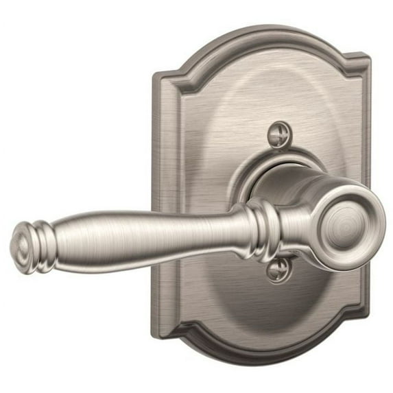 Birmingham Lever with Camelot Trim Non-Turning Lock, Satin Nickel F170 BIR 619 CAM