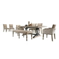 thumbnail image 1 of Birmingham Nailhead 8-Piece Table with Nail Head Bench and Arm Chair Dining Set, Driftwood, 1 of 22