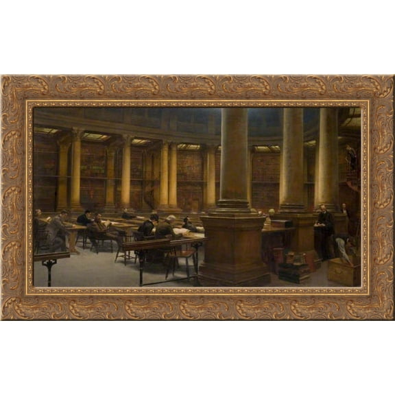 Birmingham Reference Library, the Reading Room 24x16 Gold Ornate Wood Framed Canvas Art by Edward R. Taylor