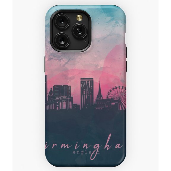 Birmingham Skyline UK Cityscape Silhouette Art A7021 Phone Case for iPhone 11 to 17 Pro Max