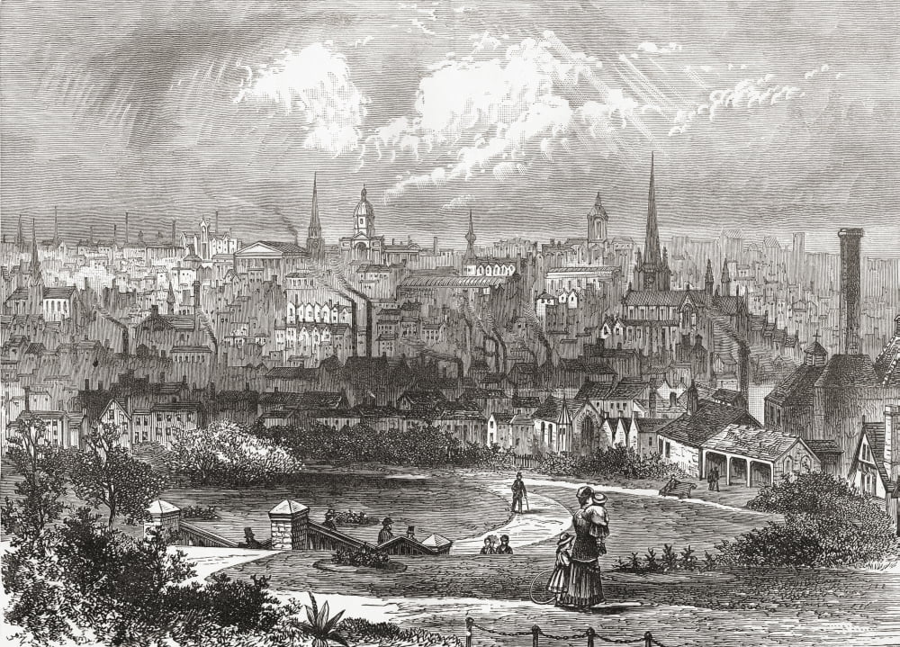 Birmingham West Midlands England In The Late 19Th Century From Our Own Country Published 1898 Canvas Art - Ken Welsh Design Pics (17 x 12)