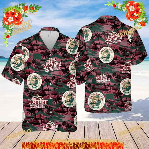 Birra Moretti beer Island Pattern Funny Hawaiian Shirt