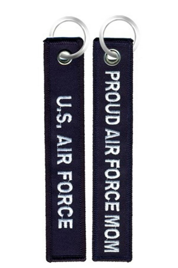 Birsppy U.S. Air Force/Proud Air Force Mom - USAF Navy Blue Embroidered Key Chain Fob