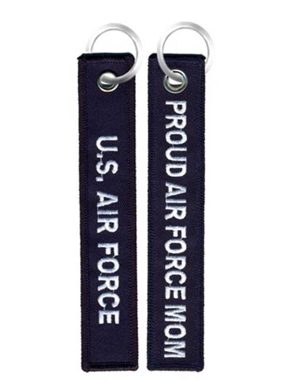 Birsppy U.S. Air Force/Proud Air Force Mom - USAF Navy Blue Embroidered Key Chain Fob