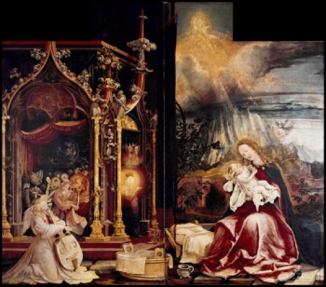 Birth of Christ The C1510-15 Grnewald Matthias (147080-1528German) Oil on Wood Panel Musee dUnterlinden Colmar France Canvas Art - Matthias Grunewald (18 x 24)