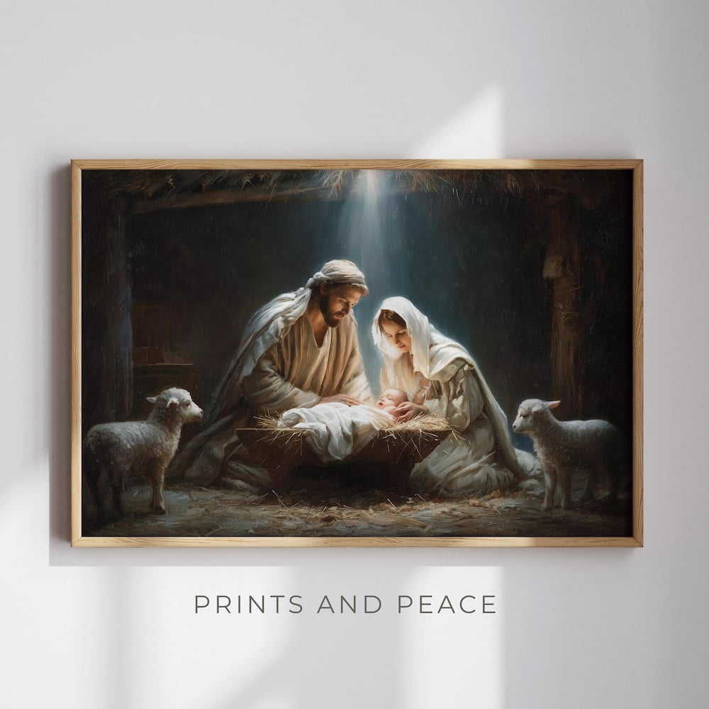 The Birth Of Christ - Nativity Scene With Mary, Joseph, And Baby Jesus ...