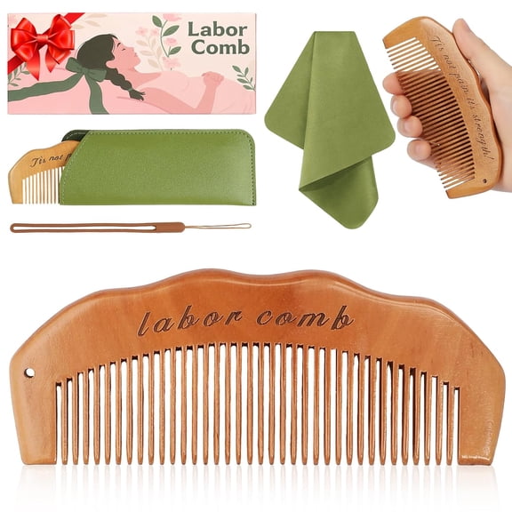 Birth Comb for Labor Pain, Natural Wooden Labor Combs for Women Pregnancy, pregnancy hospital bag essentialsDelivery Essentials, Baby Comb  Shower Comb for New Mom Gifts