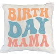 thumbnail image 1 of Birth Day Mama, Mom's Birthday Themed, Groovy Retro Wavy Text Merch Gift, White Pillow Case 18X18 IN, 1 of 5