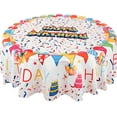thumbnail image 1 of Birth Day Tablecloth Washable Round Table Cover for Kitchen Dining Decoration 60 Inch, 1 of 6