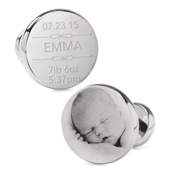 Birth Details Custom Photo Engravable Cufflinks