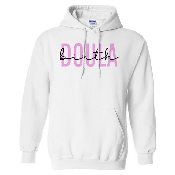 Birth Doula Hoodie Sweatshirt Unisex Medium White