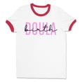 thumbnail image 1 of Birth Doula Ringer Tee Shirt Unisex Large White/Red, 1 of 5