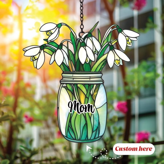 Birth Flower 2D Flat Acrylic Suncatcher | Personalized | Window Hanging | Custom Birth Month Flower Design | Mothers Day Gift for Her | Home Decor
