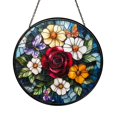 Birth Flower Botanical Stained Glass Suncatcher, Window Art Panel with ...