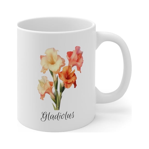 Birth Flower Mug, August, Gladiolus
