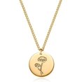 Birth Flower Necklace 18K Gold Plated Necklaces For Women Disc Cuban