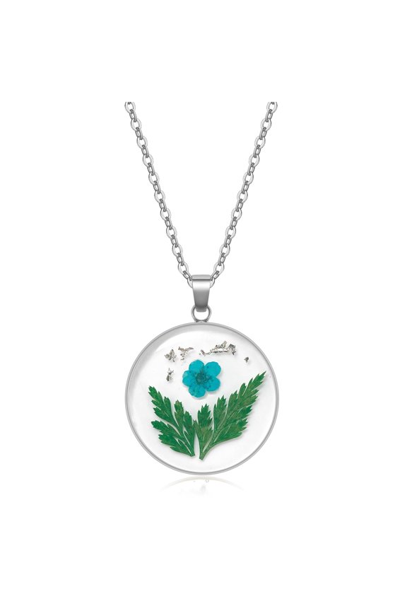 Birth Flower Necklace Silver For Women - Daisy April Month Flower Necklace - Handmade Pressed Flower Necklace - Unique Holiday Gift - 18"