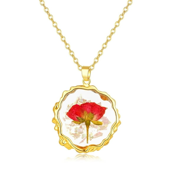 Birth Flower Necklaces for Women,April Month Daisy Real Pressed Flower Necklace,Boho-Style Personalized Jewelry,Handmade Floral Pendant,Thoughtful Gift for Christmas,Birthday|18"