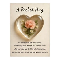 Birth Flower Pocket Hug, Mini Heart Keepsake, Heart-Shaped Flowers Pocket Hug with Inspirational Greeting Box, Little Heart Pocket Hug Token, Emotional Support Gifts for Women Men Him Her