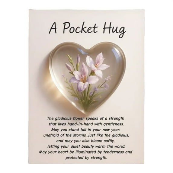 Birth Flower Pocket Hug, Twelve Kinds of Flower Token, Heart-Shaped Mini Keepsake with Blessing Card for Encouragement & Emotional Support, Birthday & Tough Days