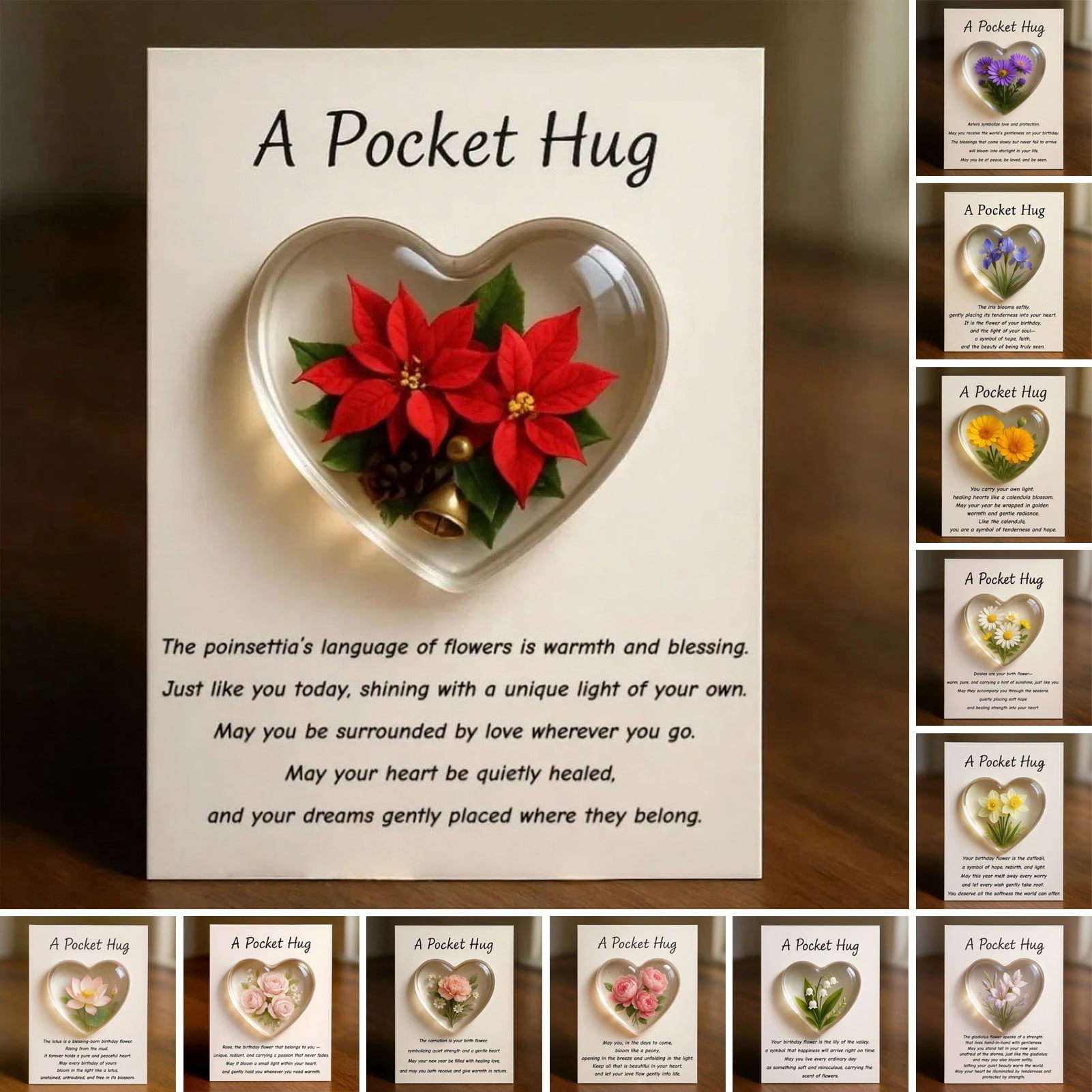 Hug Poem Free Birth Flower Pocket Hug with Healing Encouragement Poems Birth Flower ...