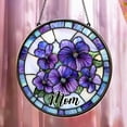 thumbnail image 1 of Birth Flower Suncatcher with Name, Personalized Stained Glass Window Hanging, Mother Day Gift for Mom or Grandma, 1 of 5
