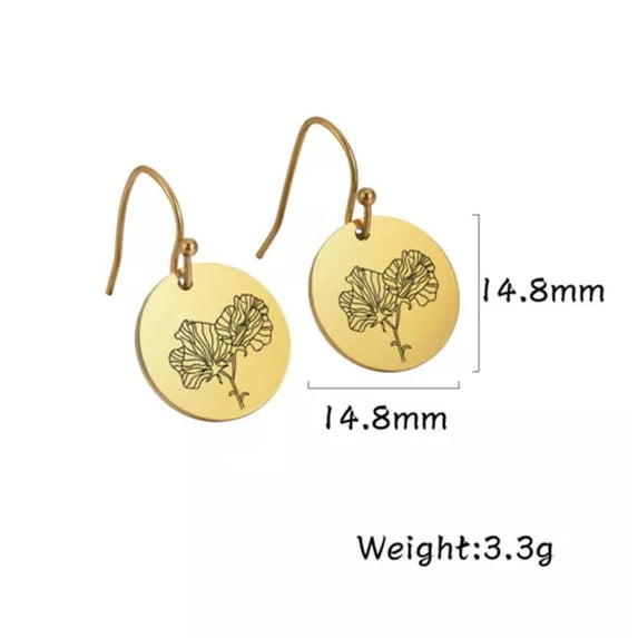 Birth Flowers Dangle Women's Flora Earring Violet Lily Rose Daisy Jewelry Gift