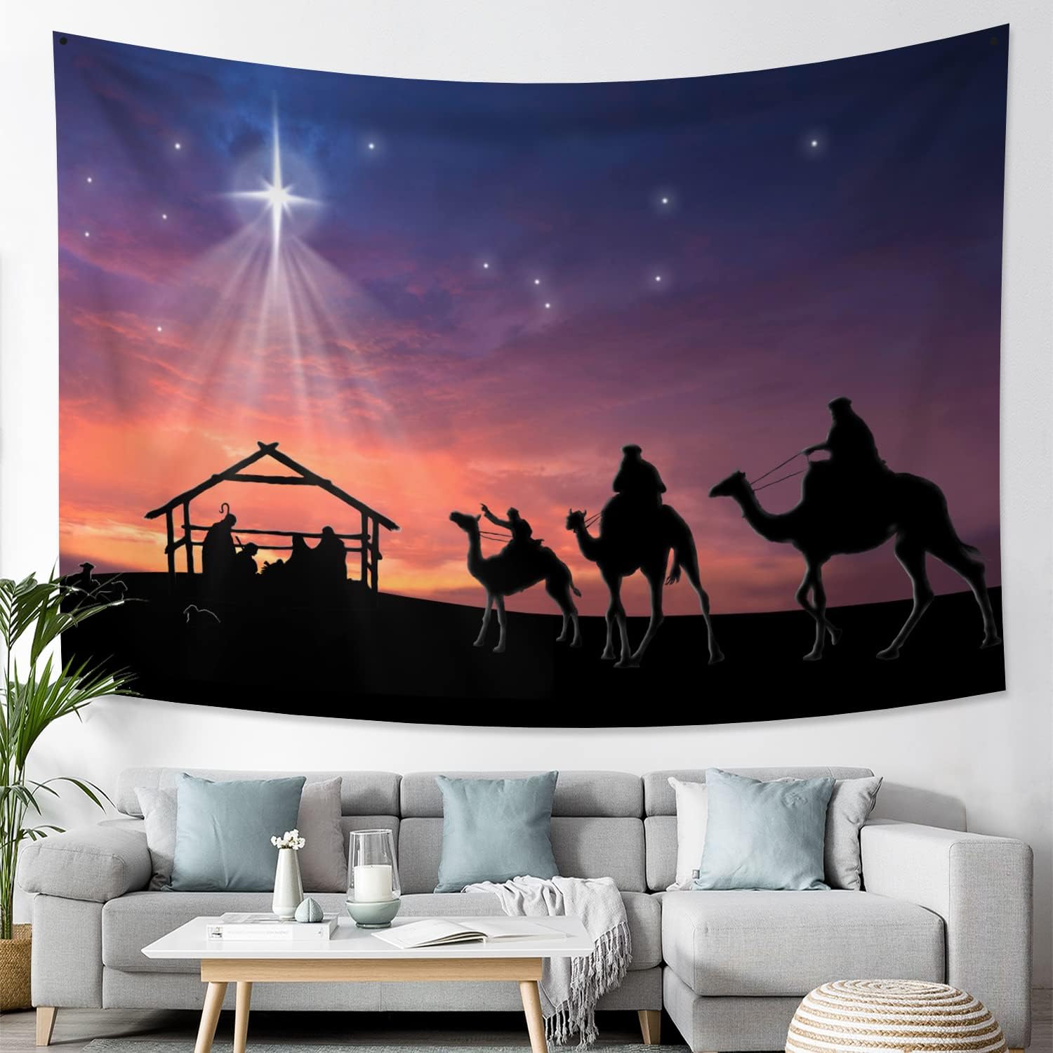 Birth of Jesus Tapestry Christmas Nativity Wall Tapestry Christian