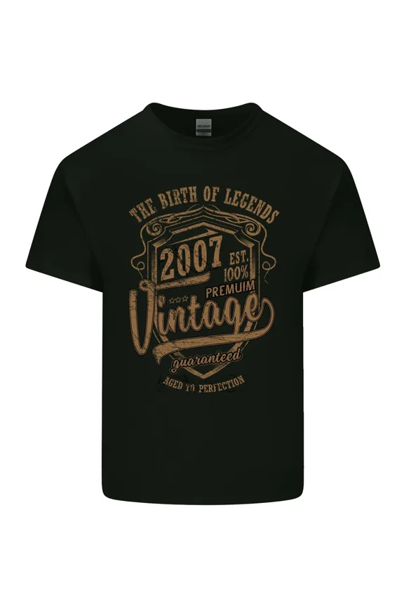 Birth Legends 18th Birthday 2007 Retro Vintage Aged Unisex T-Shirt Y2322, Up to Size 5XL