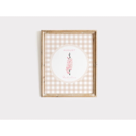 Birth Month Flower August, Birth Flower , Gladiolus Birth Month Flower , Vintage Birth Flower, Gladiolus Birth Flower Home Decor #558, Unframed Poster Size 16x24