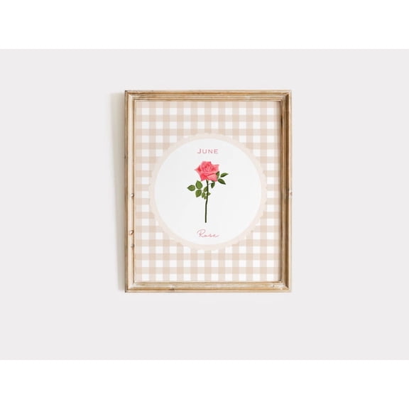 Birth Month Flower June, Birth Flower , Rose Birth Month Flower , Vintage Style Birth Flower Print, Rose Birth Flower Home Decor #560, Unframed Poster Size 8x12