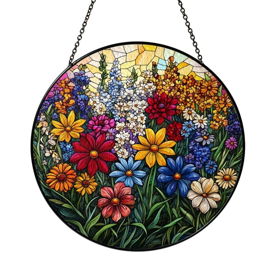 Birth Month Flower Stained Glass Suncatcher Window Hanging, Garden ...