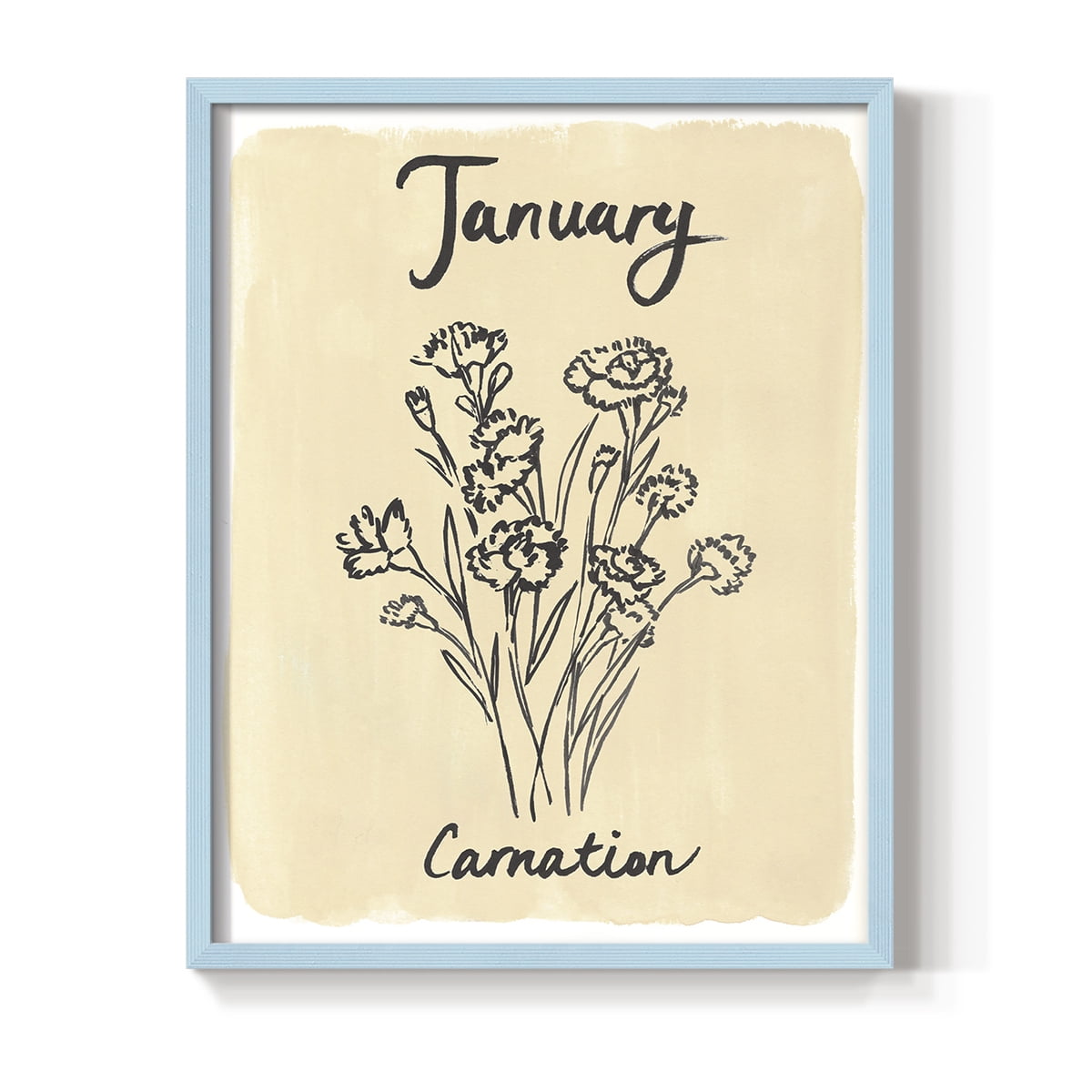 Birth Month I Framed Print in Blue Solid Wood Framed Print No Nail Hanging